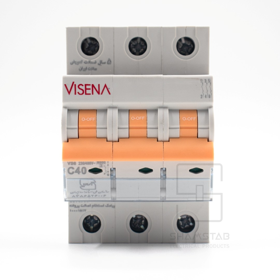 فیوز مینیاتور سه پل 40 آمپر 6KA VS6.3C40 تیپC(40تایی) ویسنا