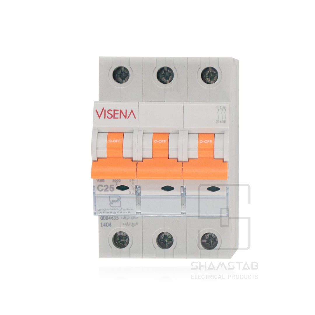 فیوز مینیاتور سه پل 25 آمپر 6KA VS6.3C25 تیپC(40تایی) ویسنا