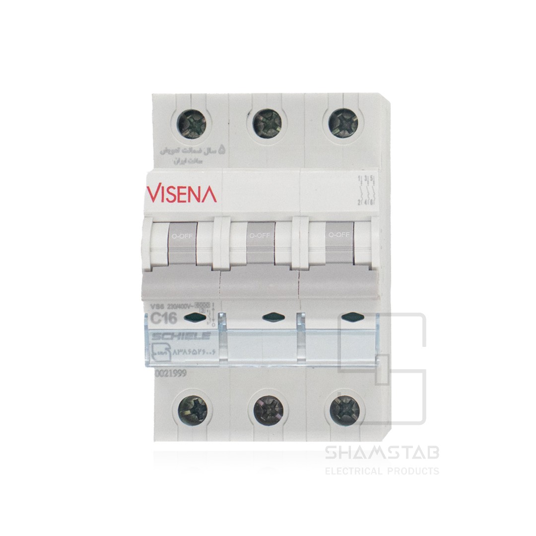 فیوز مینیاتور سه پل 16 آمپر 6KA VS6.3C16 تیپC(40تایی) ویسنا