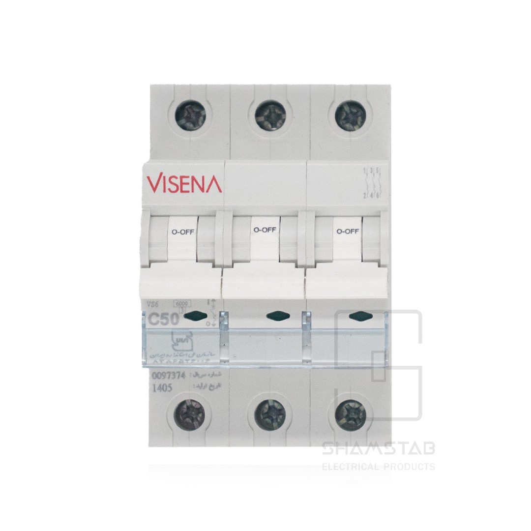 فیوز مینیاتور سه پل 50 آمپر 6KA VS6.3C50 تیپC(40تایی) ویسنا