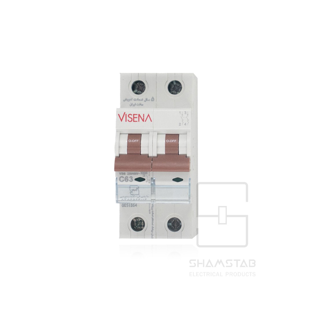 فیوز مینیاتور دو پل 63 آمپر 6KA VS6.2C63 تیپC (60تایی) ویسنا