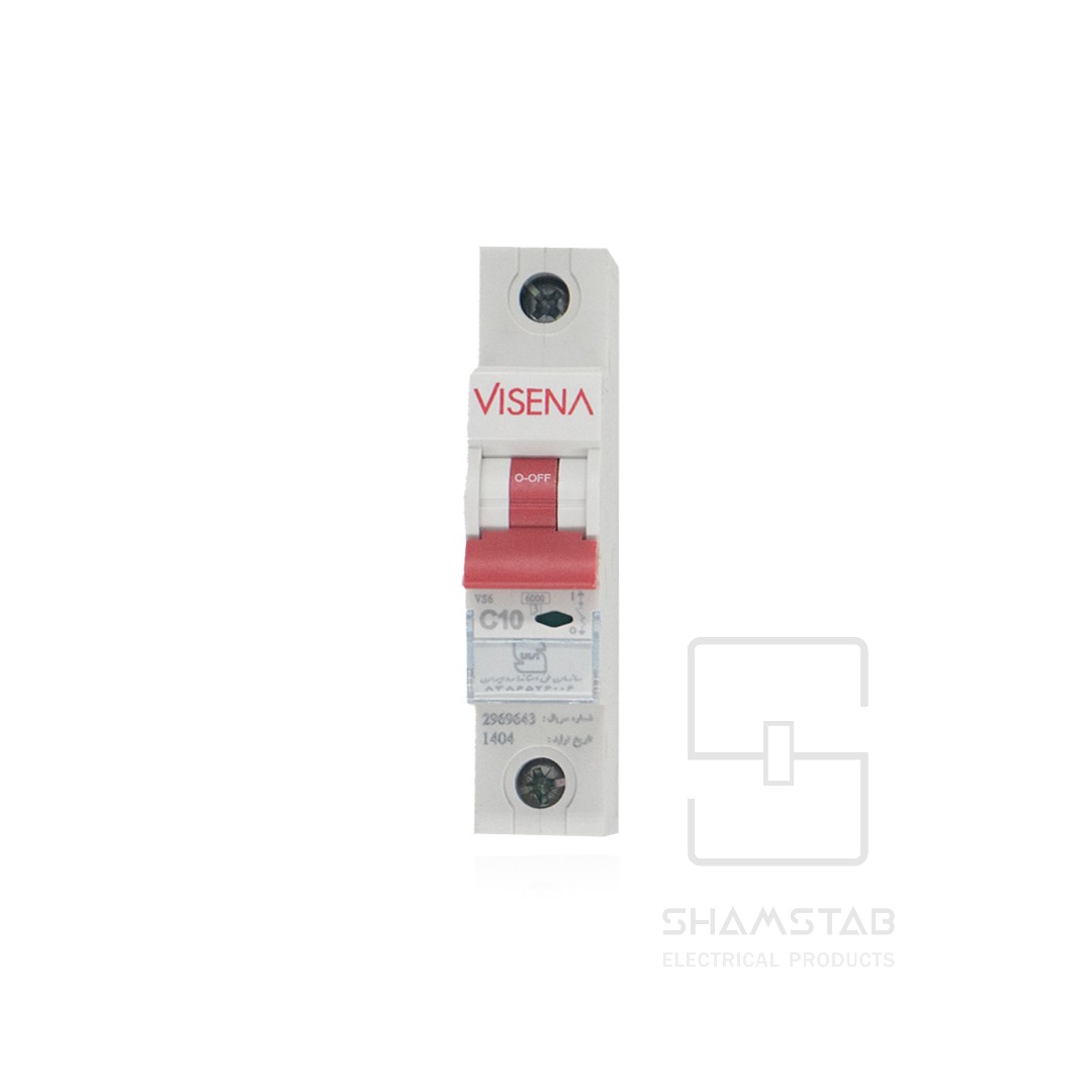 فیوز مینیاتور تک پل 10 آمپر 6KA VS6.1C10 تیپ C (120تایی) ویسنا