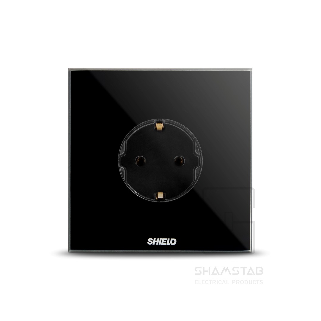 فریم پریز برق ارت دار مشکی Shield شیلد