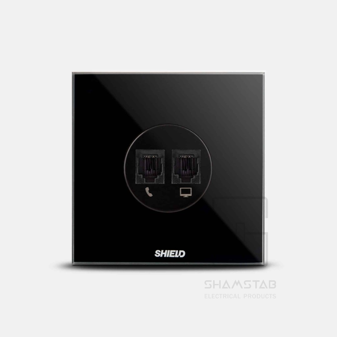 فریم پریز Adsl تلفن مشکی Shield شیلد