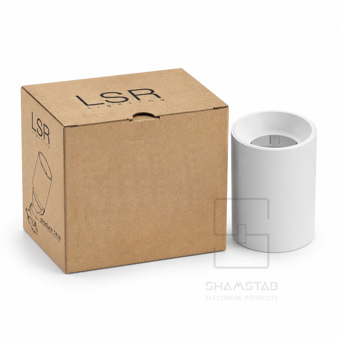 چراغ روکار استوانه ABS بدنه سفید LSR.1414 (60تایی) زمرد