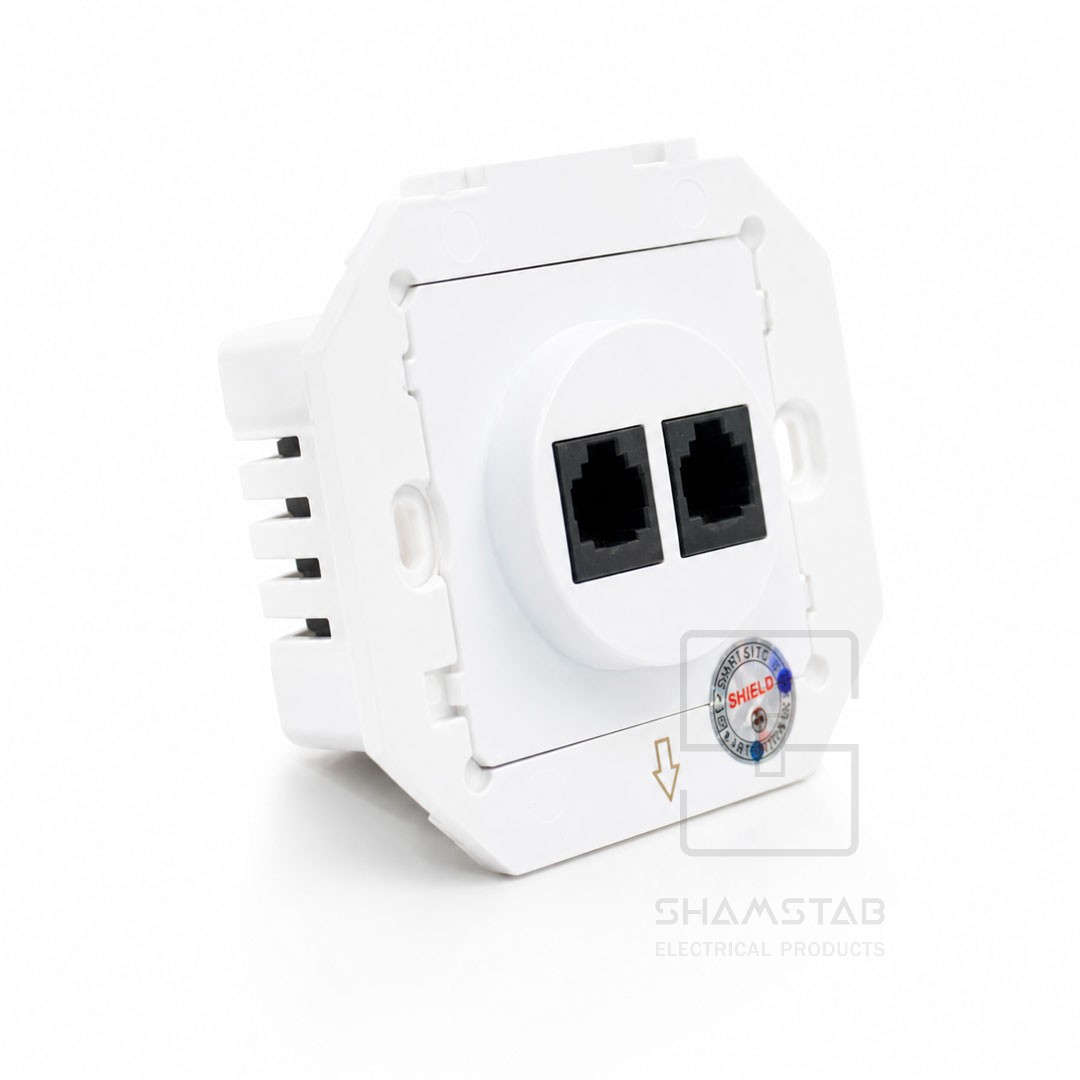 مکانیزم پریز دو پورت تلفن سفید Shield شیلد