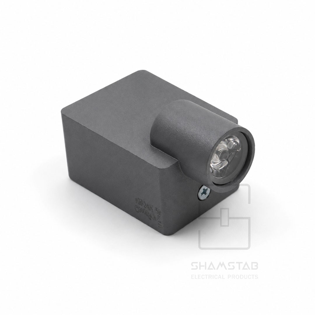 چراغ دکوراتیو یک طرفه کد 114.1R رنگ مشکی نور آفتابی موشکی با لنز محدب 1 وات زمرد